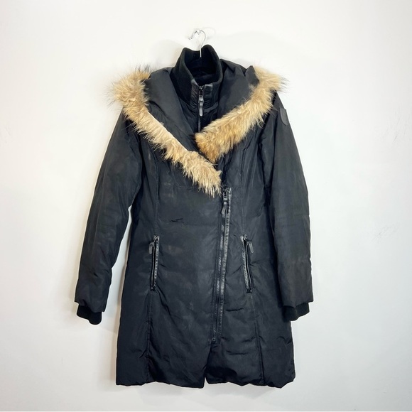 RUDSAK Atelier Noir black down parka fur collar winter coat S - Picture 4 of 15